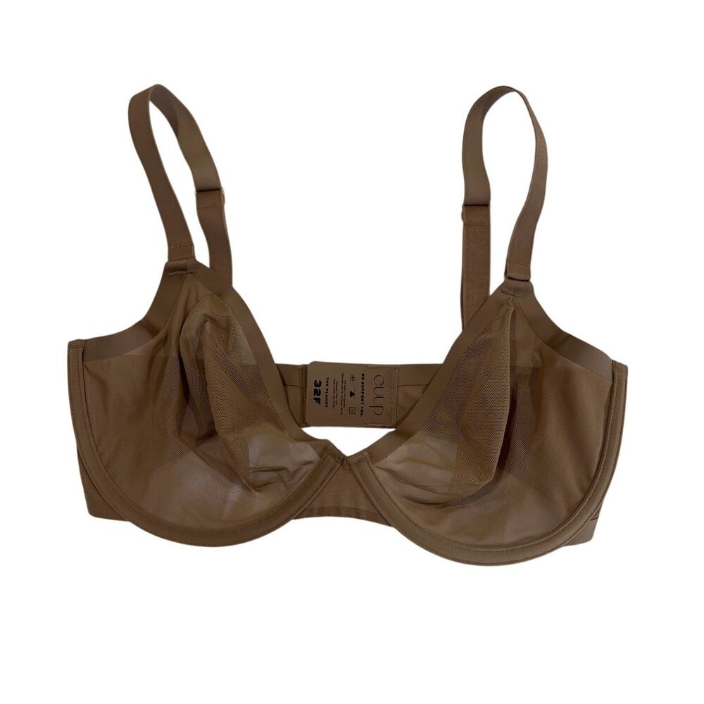Cuup The Plunge Unlined Contour Wire Bra Women's Size 32F Micro, Tan MSRP $78